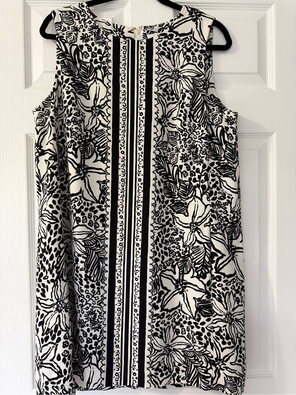 Lilly Pulitzer Black & White Floral Stripe Sleeveless Mini Dress